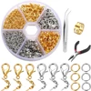 210-400pcs/Box Jewelry Making Kits Lobster Clasp Open Jump Rings End Crimps Beads Box Handmade DIY Bracelet Necklace Findings 1