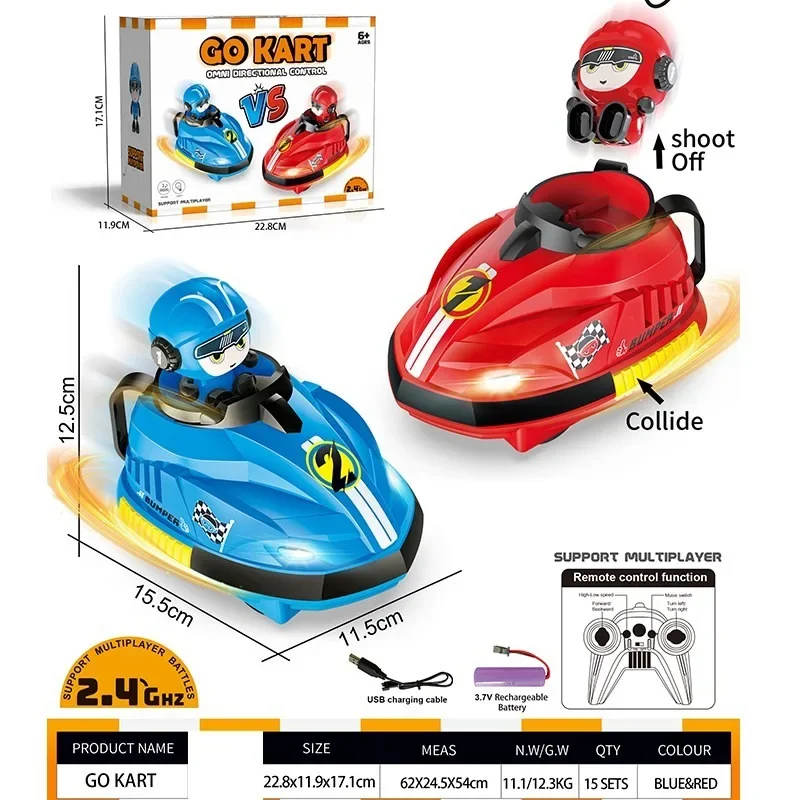 Children's new match parent-child interaction drift kart collision ejection remote control two-person bumper car toy 6