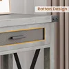 Farmhouse entrance table, grey control table with rattan drawers, 43 "sofa table with storage 6
