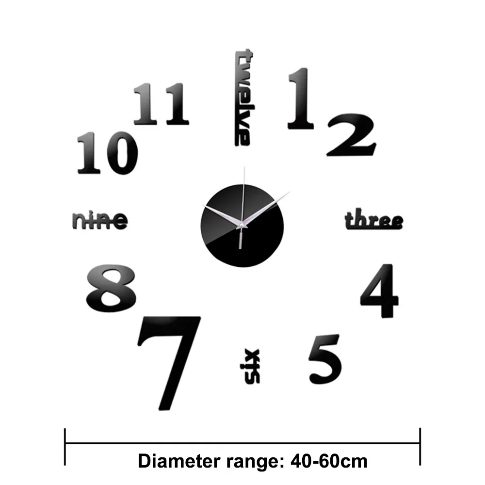 3D Wall Clock Mirror Stickers Creative DIY Clocks Removable Art Decal Home Decor Quartz Needle