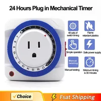EU 24 Hours Timer Switch Timer Plug in Mechanical Grounded Programmable Smart Countdown loop Switch Socket Indoor Auto Power off 2
