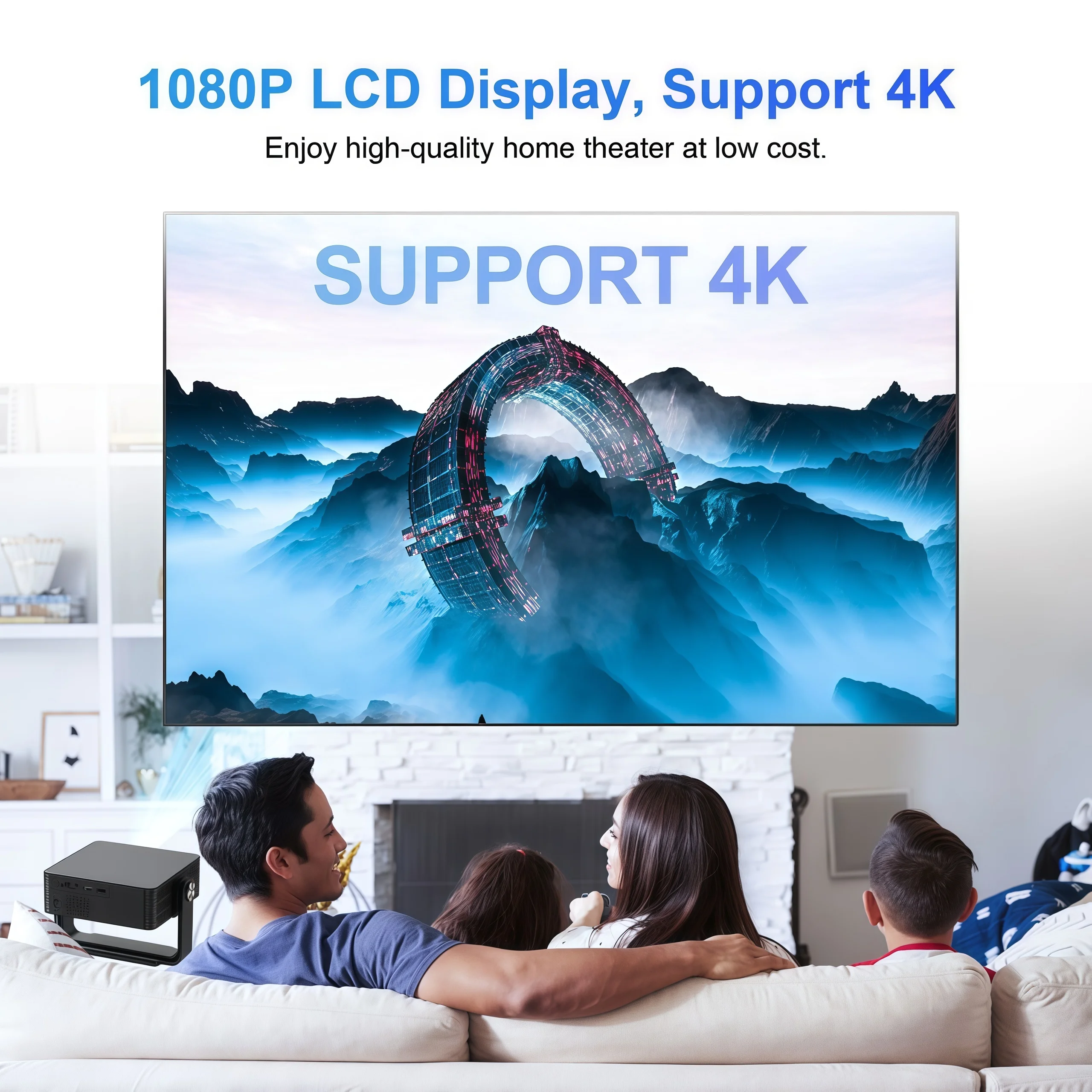 XNANO 네이티브 1080P 프로젝터 안드로이드 13 WiFi 6 블루투스 5.2 300ANSI 자동 초점 키스톤 돌비 오디오 4K 홈 시네마 빔프로젝터