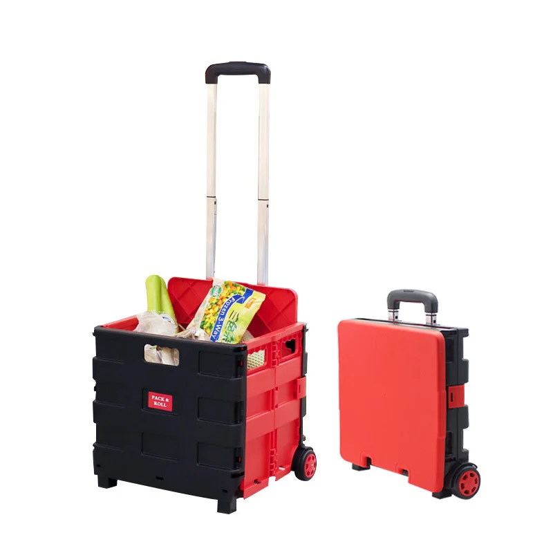 

65L Storage Box Trolley Cart Supermarket Folding Convenient Shopping Grocery folding cart hand