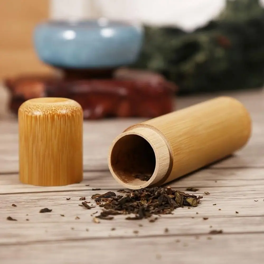 Spice Tubes With Lid Bamboo Bottle Handmade Storage Box Tea Canister Container Organizer tea tin box tea canister airtight container