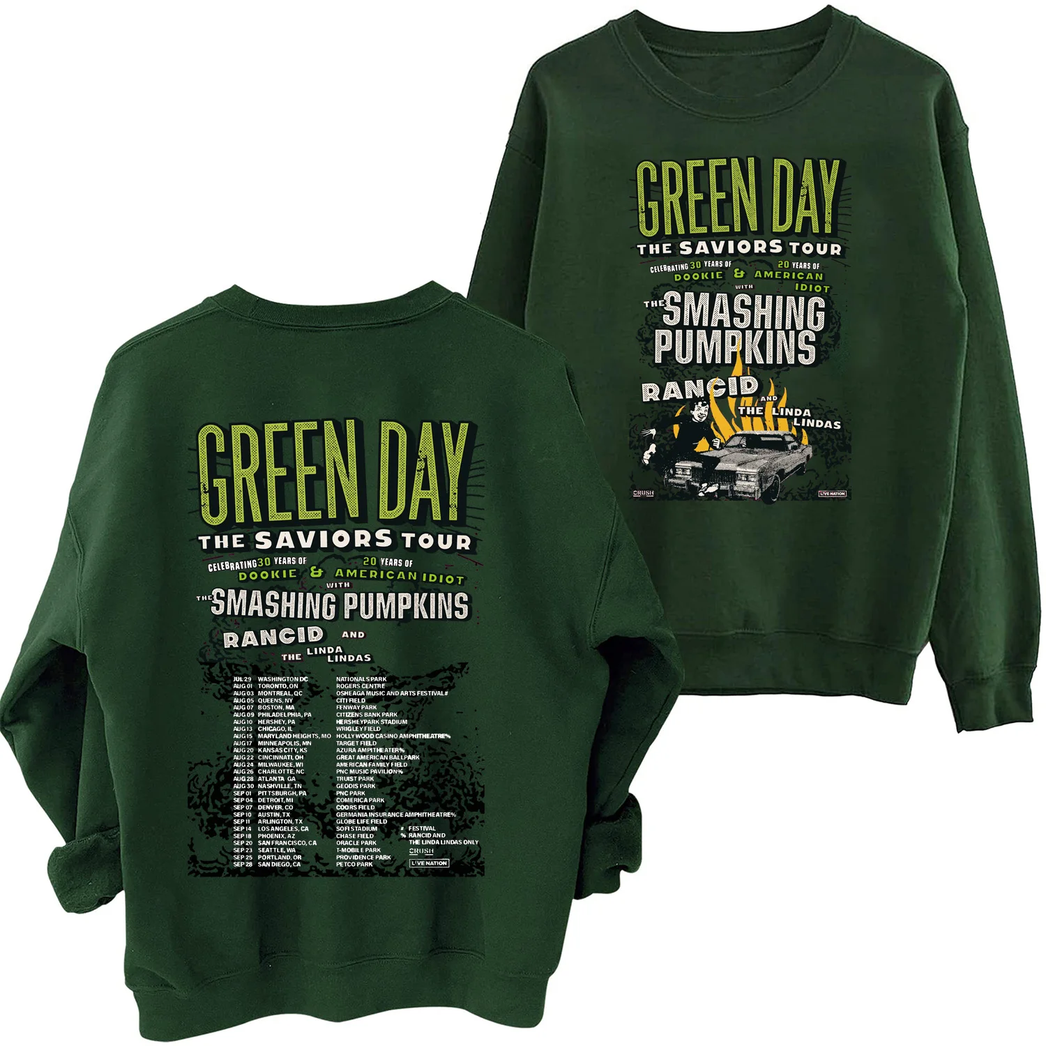 Green Day Saviors 맨투맨 남녀공용 하라주쿠 힙합 라운드 넥 긴 소매 오버사이즈 후드, 팬 선물