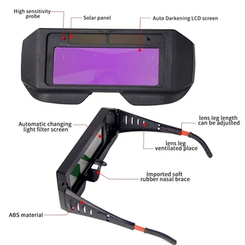 Casque de soudage à énergie solaire, lunettes de soudage à obscurcissement automatique, lunettes de soudeur LCD pour lunettes de soudage Plasma TIG MIG MMA