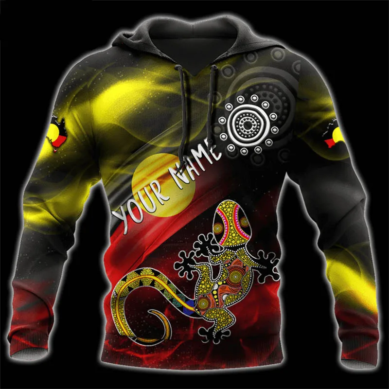 thumbnail image 1 of Sudadera con capucha estampada con bandera aborigen en el interior de arte aborigen Nueva sudadera con capucha y sudaderas para hombres y mujeres Sudadera con capucha de moda, 1 of 5