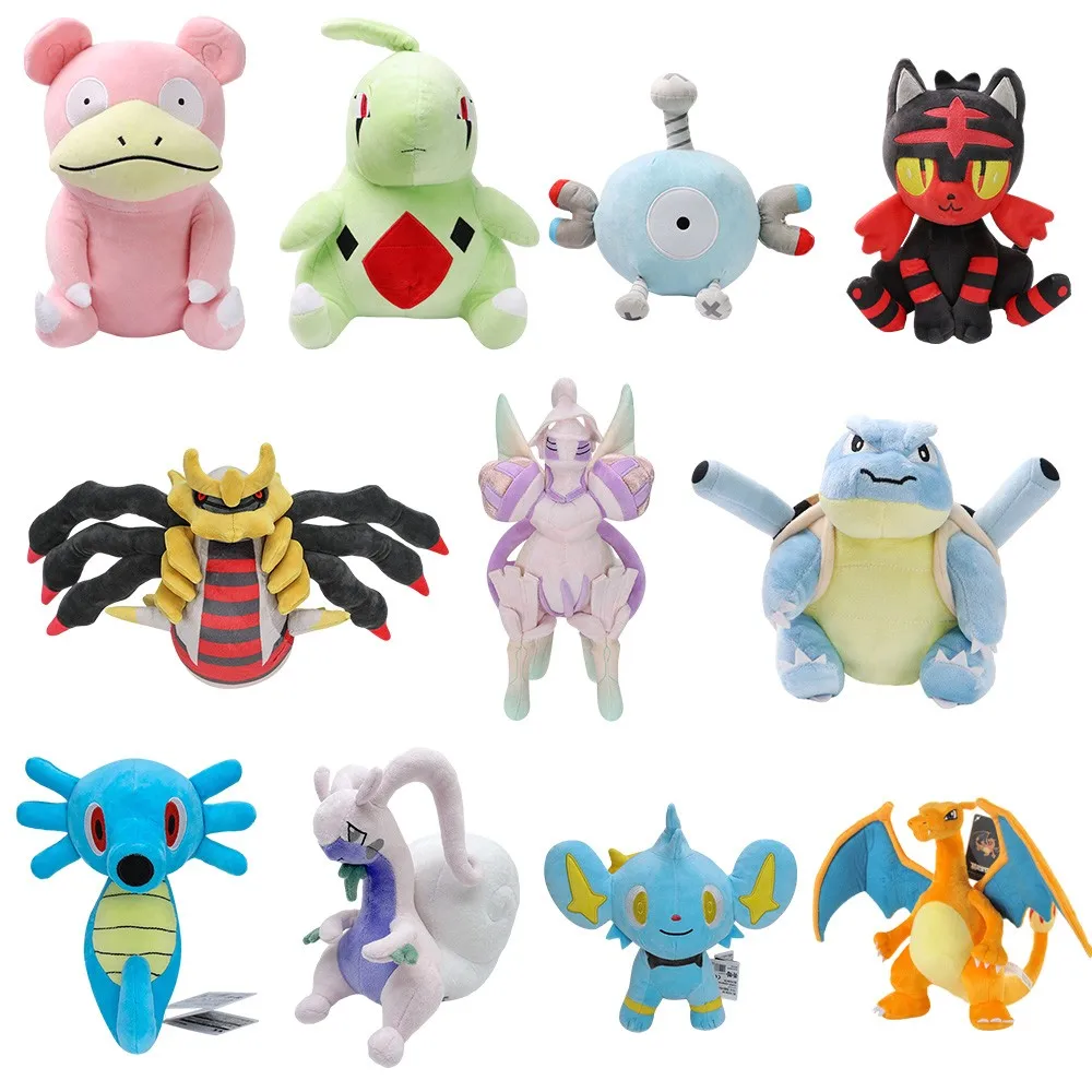 

12 Styles Pokemon Slowpoke Tyranitar Magnemite Litten Plush Toys Palkia Blastoise Anime Soft Stuffed Dolls Gift