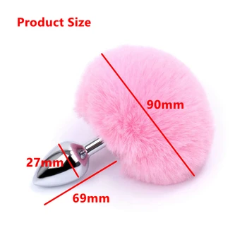 7 Color Stainless Steel Rabbit Tail Anal Plug Bunny Tail Butt Plug Anal Sex Toys Adult Products 2