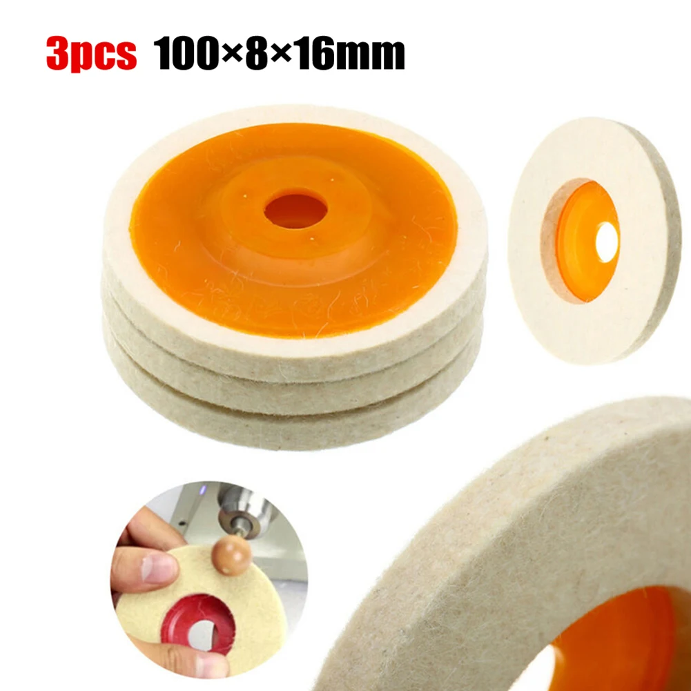 3pcs 4In Wool Felt Abrasive Buffing Wheel Polishing Pad Buffing Angle