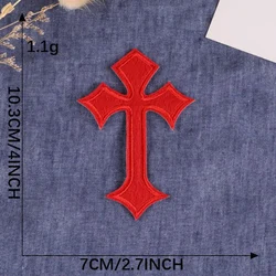 10 - Piece Multi - Colored Cross Embroidery Patches for DIY Clothing Decoration (Red)