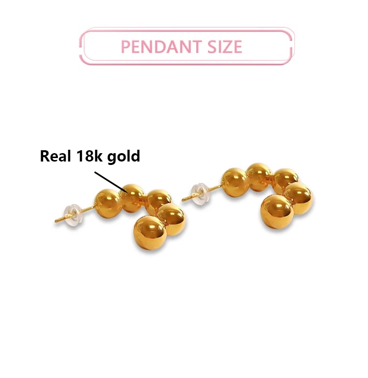 CHUHAN Real 18k Solid Gold Stud Earrings AU750 Stamp Women Simple High Gloss Mirror Gold Ball Fine Jewelry Gift For Girlfriend
