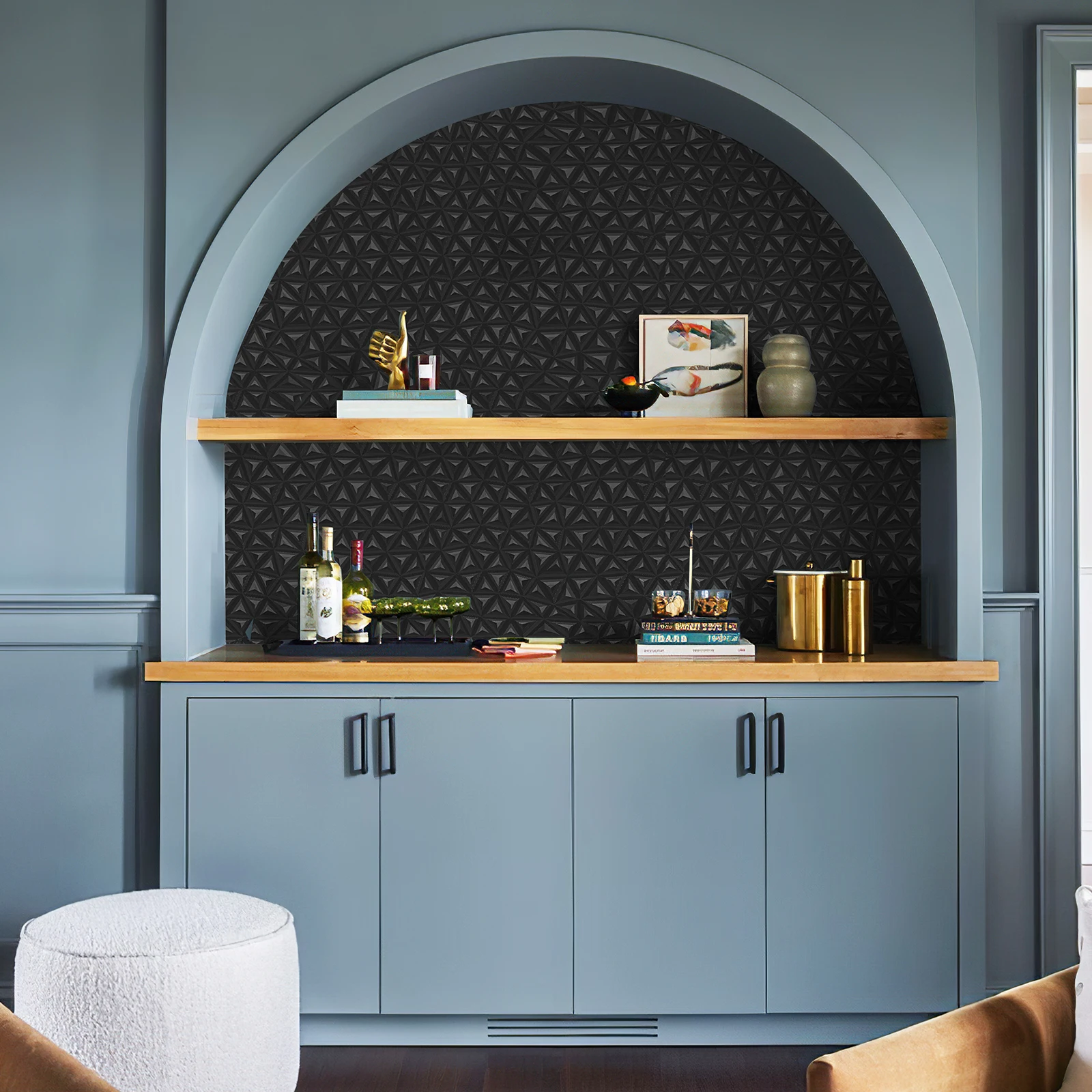 3D Black Wallpaper Thickened Peel and Stick Star Textured Wallpaper Removable DIY Accent Wallpaper Lobby Cabinets Countertop