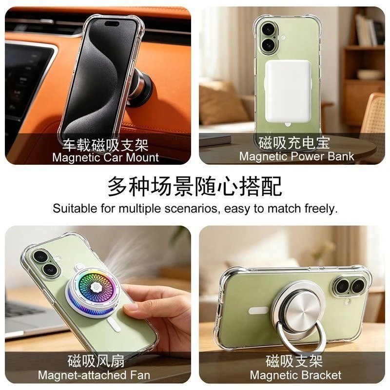 Magnetic Transparent TPU Shockproof Phone Case with MagSafe Compatibility