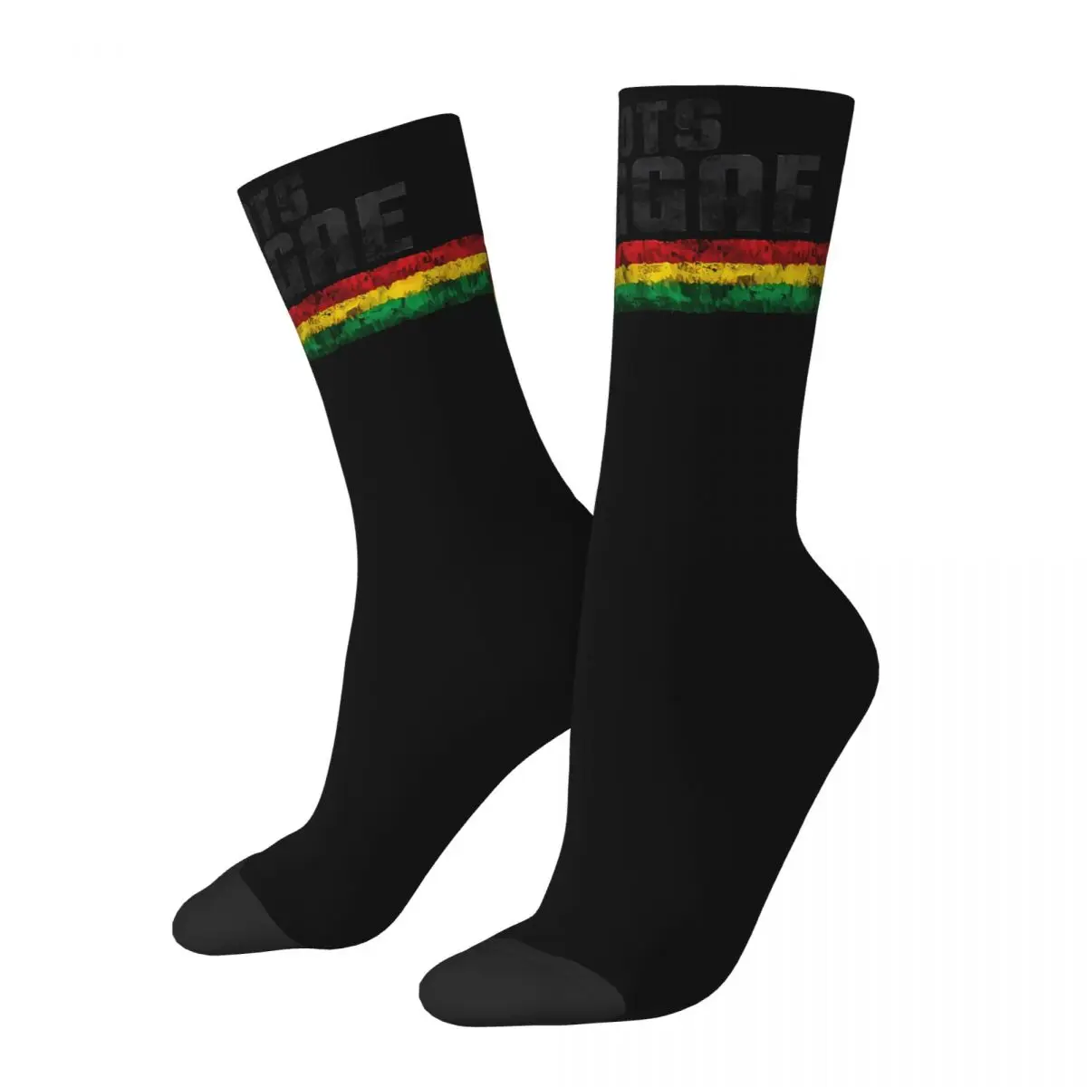 

Funny Crazy Sock for Men Roots Reggae Flag Vintage Rastafari Rasta Breathable Pattern Printed Crew Sock Seamless Gift
