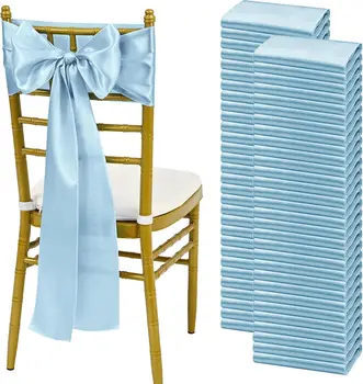 Ceintures de chaise en Satin, nœuds universels, attaches de ruban, ceinture arrière pour événements de fête de mariage, Banquets, décoration de couverture de chaise, 10/50 pièces 1