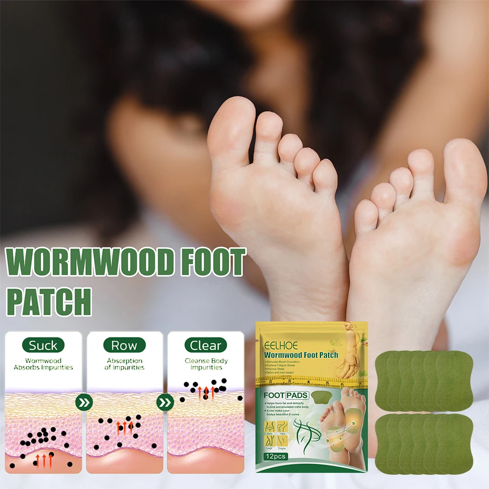 Self-Heating Foot Sticker Wormwood Hot Foot Patch Natural Ingredients Relieve Pain for Body Care 12pcs