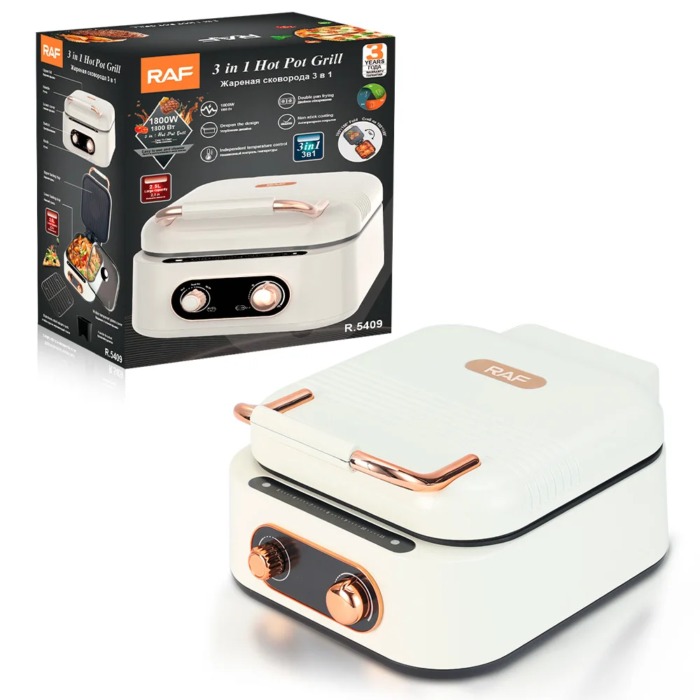 220V Non-stick Household Food Pancake Baking Machine Electric Hot Pot Home  3 in 1 Hot Pot Grill Crepe Maker 3