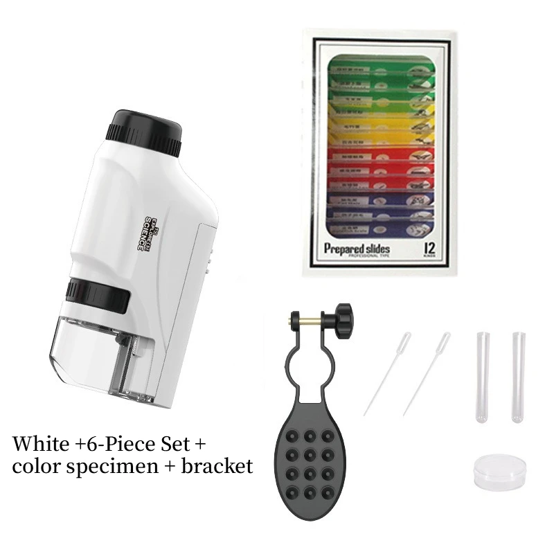 Mini Pocket Microscope Handheld Microscope Kit Battery Powered Microscope With Lab LED Light 60X-120X Biological Kids Science