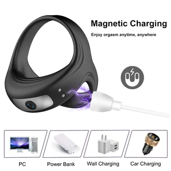 Male Penis Ring Vibrator Triangle Vibrating Cock Ring Delay Ejaculation Magnetic Charging Sex Toy For Men Penis Ring Masturbator 5
