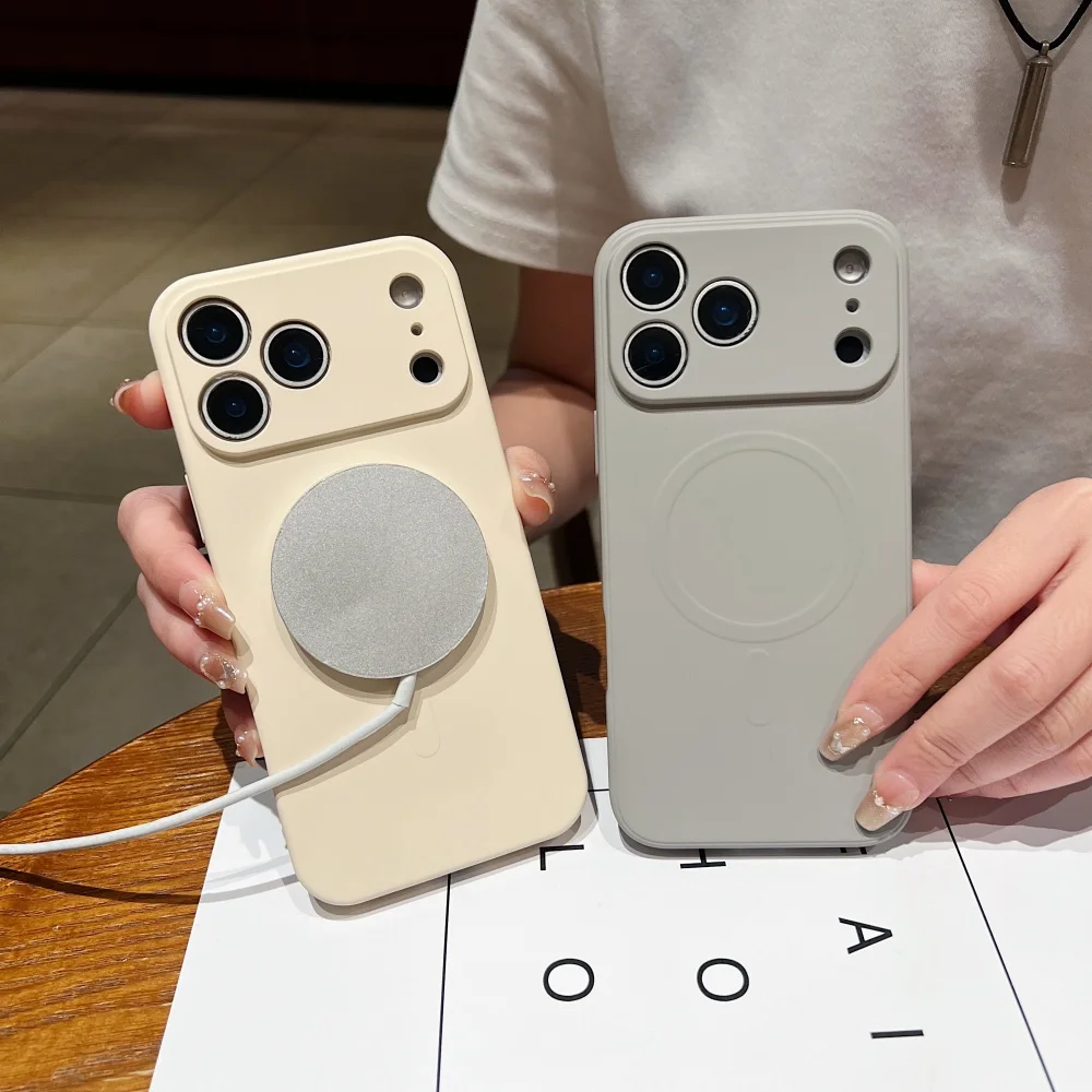 Luxury Soft Liquid Silicone Magnetic Solid Color Matte Slim Phone Case