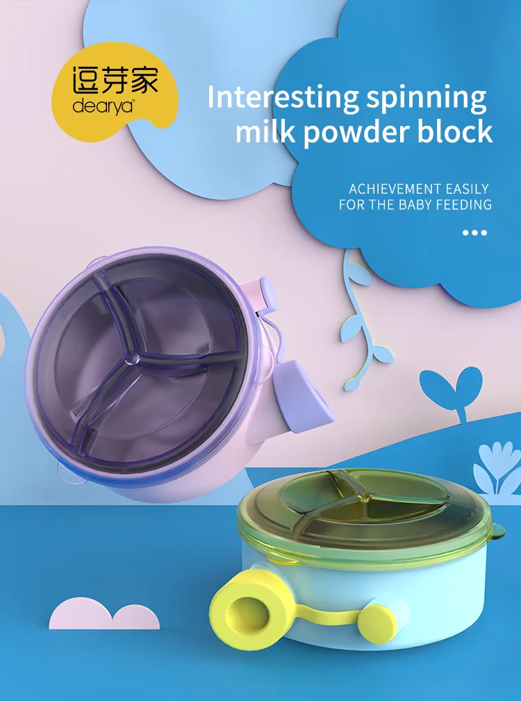 Baby's Milk Powder box 3 Grid Portable Milk Powder Dispenser Food Container Feeding Boxes for Baby Kids Storage