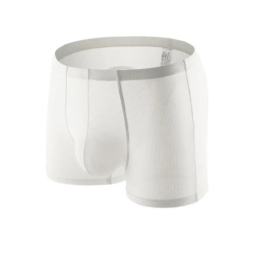 

Men'S Underwear Solid Color Boxer Shorts Hollow Sexy Mesh Fitness Pants Tight And Breathable U Convex Flat Corner Pants