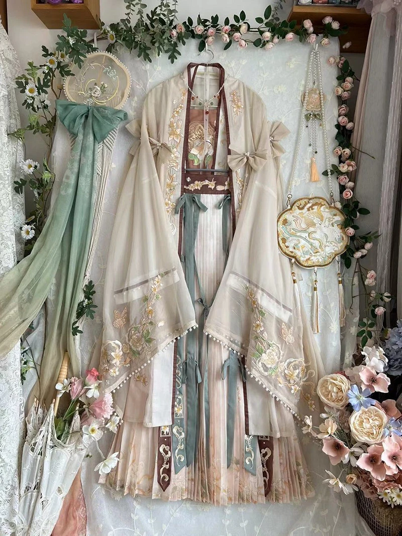 

Hanfu Dress Women Ancient Chinese Hanfu 4pcs Sets Female Fairy Cosplay Costume Summer Dance Dress Hanfu Beige Party Outfit