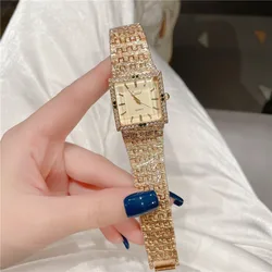 Luxury Watch For Women Vintage Square Bracelet Watch Diamond Dial Quartz Steel Band Women Watch Free Shipping Reloj Para Mujer