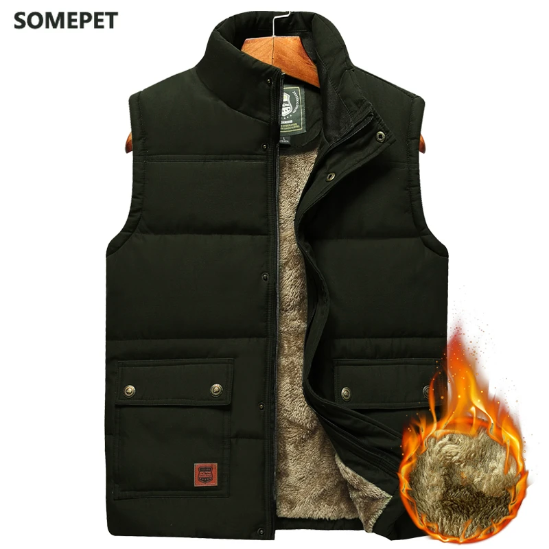 Men's Large Size Clothing Winter Vest Jackets Sleeveless Coat 2021 Fur Fashion Big 8xl Male Warm Waistcoat Fleece Men | Мужская