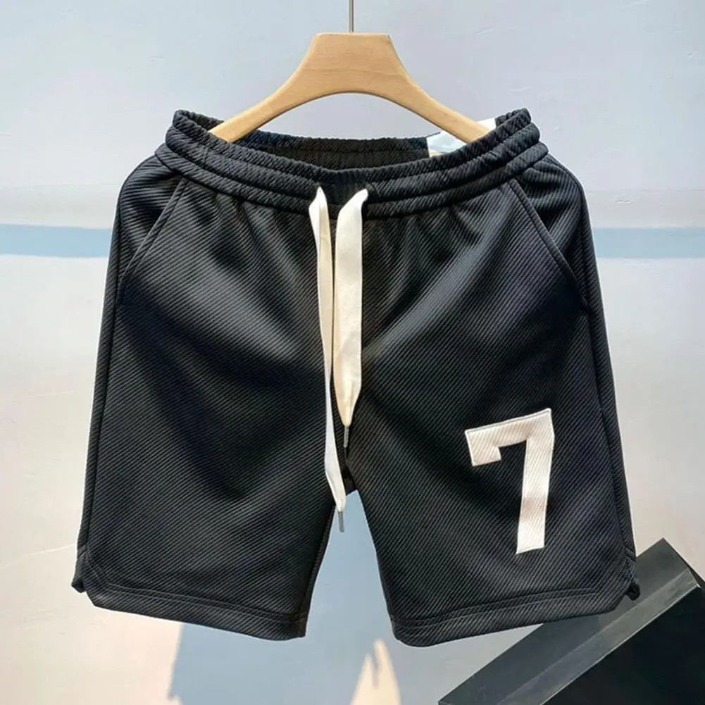 

Drawstring Waist Shorts Lightweight Beachwear Pants Breathable Quick Dry Men's Gym Shorts with Drawstring Elastic for Fitness