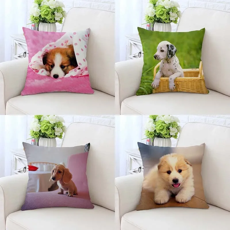 

45x45cm Cute dog animal cushion cover Sofa Office Living Room Bedroom Home Decoration Pillowcase children's room