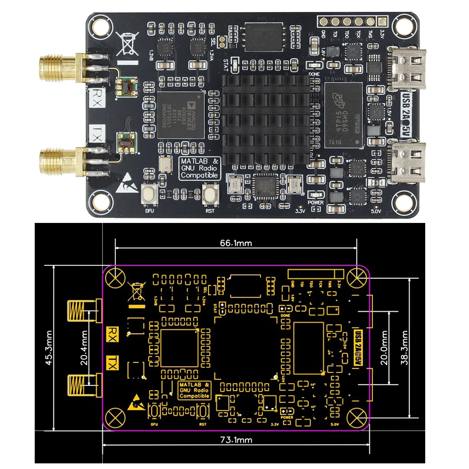 Zynq7010 AD9363 SDR XC7Z010CLG400+AD9363ABCZ PlutoSDR Nano용 소프트웨어 정의 라디오 개발 보드