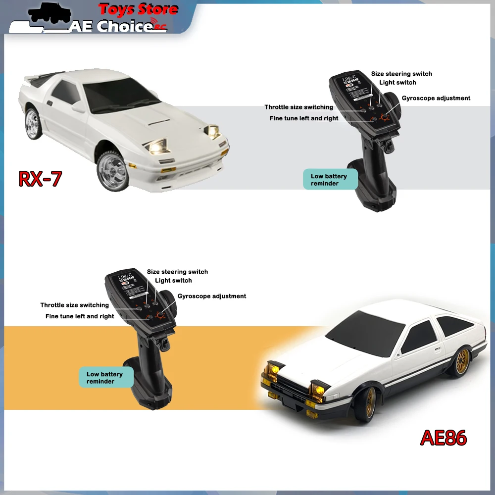 1:18 AE86 Model LD1801 RX-7 FC LD1802 RC Drift Car 1/18 2.4G Remote Control on Road ESP Gyroscope LED Mini RC Racing Car Toys 6