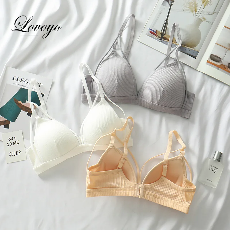 Women Bra Wire Free Push Up French Triangle Cup Bralette Underwear