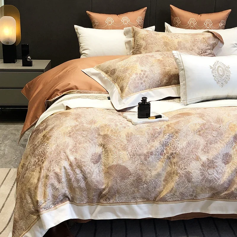 

Premium Count Long staple Cotton Digital Printing Four Piece Set American Pastoral Pure Cotton Quilt Cover Bedding Wholesale