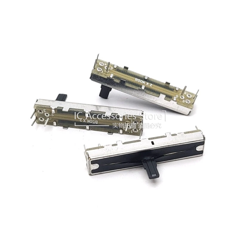 SC302G SC-302G 45MM Dual Sliding Potentiometer B50K B50KX2 Mixer Slide Fader 6-Pin Handle Length 10MM 3PCS