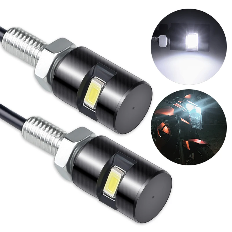 Modified Motorcycle Eagle Eye Lamp License Plate Screw Light Electric Car Motorcycle Universal DC 12V LED Decorative Light 2 Pcs motorcycle led lights