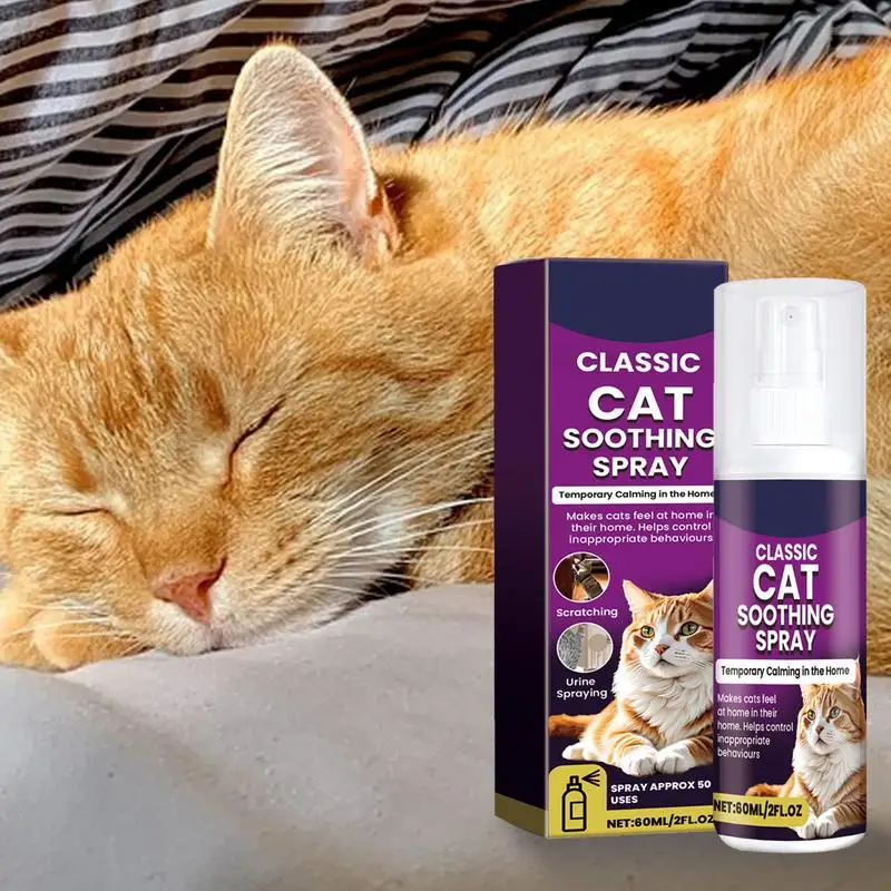 Cat Stress Relief Spray 100ml Scratch Prevention Cat Facial Spray Natural Plant-Based Acts Quickly Calming For