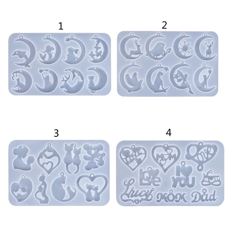 

Silicone Mold for DIY Earrings & Ear Drops Moon Love Heart Shape Ear Pendants Ear Ornament Resin Mould Jewelry Supplies