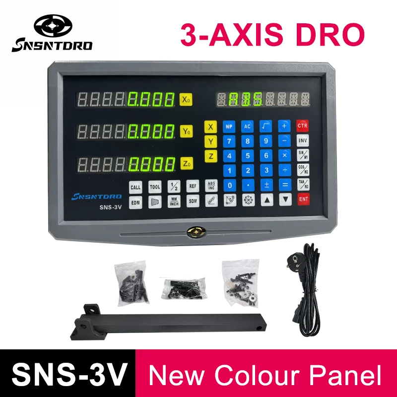 ใหม่สีแผง SNS-3V 3 แกน Digital Readout จอแสดงผลเครื่องกลึงเครื่องบดลวดตัด EDM DRO สําหรับ Linear scale Encoder 1