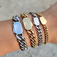Bracelet en acier inoxydable plaqué or 18 carats pour hommes, Miami Curb, Cuban, JOLink, Fermoir, Hip Hop, Bijoux, 6mm-12mm 2