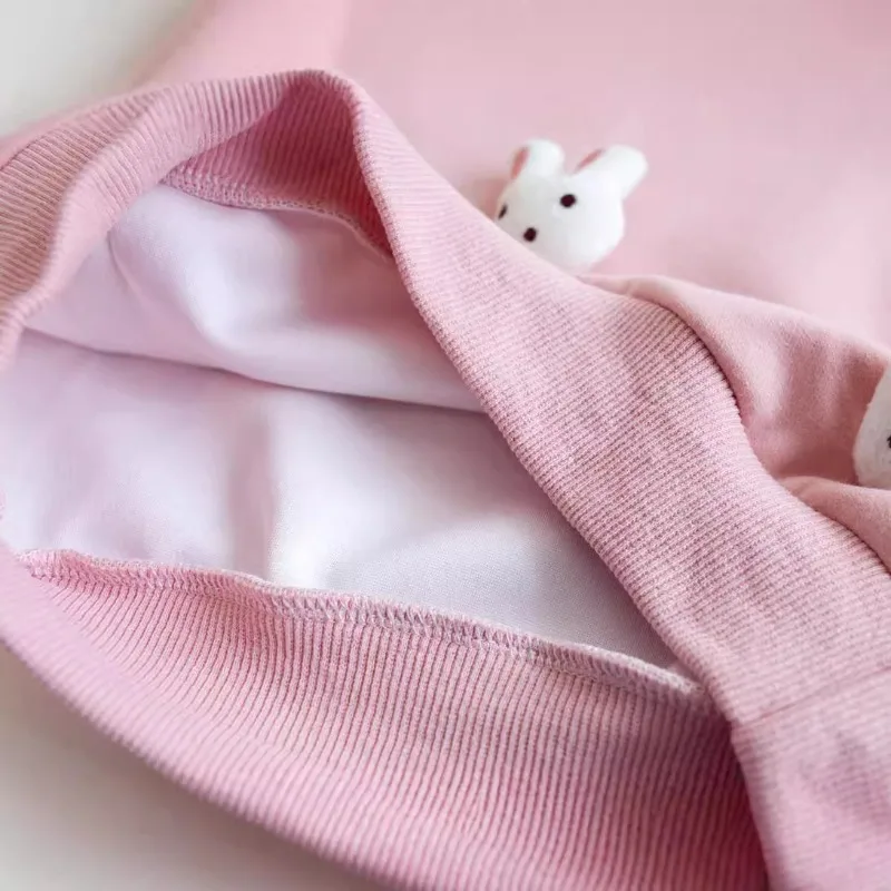 2025 New Autumn Collection Cartoon Print Girls' Sweatshirt with Cute Embellishments Spring/Autumn Rabbit-Print Kids Top Clothing