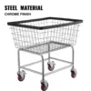 Wire Laundry Cart, 2.5 Bushel Wire Laundry Basket with Wheels, 21''x27''x27.5'' Commercial Wire Laundry Basket Cart, Steel 3