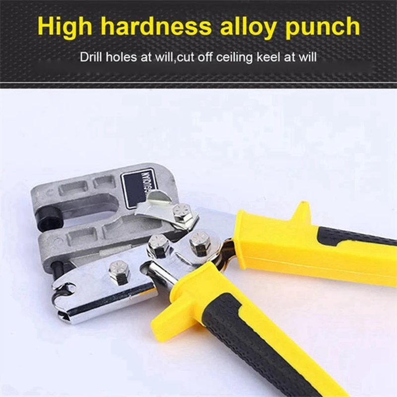 Crimping Tool Metal Stud Crimper Aluminum Alloy Ceiling Punching Pliers Plaster Drywall Tools For Fastening Metal Double Handed Keel Pliers