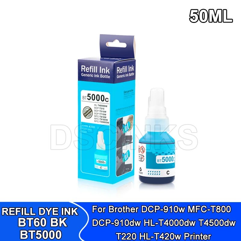 Refill Dye Ink For Brother DCP-T510W DCP-T710W MFC-T810W DCP-T310 MFC-T910W HL-T4000DW BTD60BK BT5000