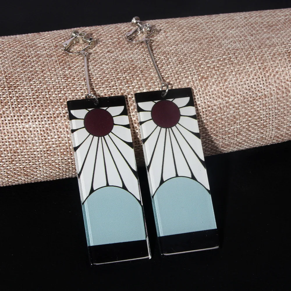 Anime Demon Slayer Acrylic Earrings Kimetsu no Yaiba Tanjirou Kochou Shinobu Butterfly Clip Earrings for Fans Cosplay Jewelry 3