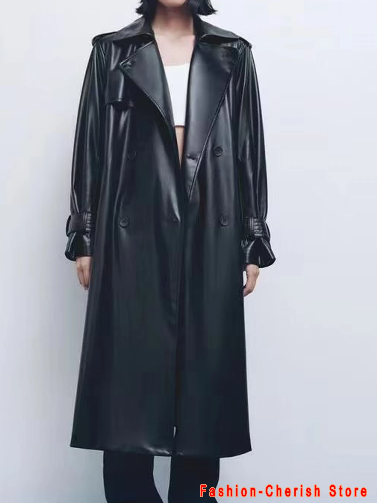 spring-autumn-long-oversized-black-pu-leather-trench-coat-for-women-belt-double-breasted-elegant-brand-leather-jacket-women-coat