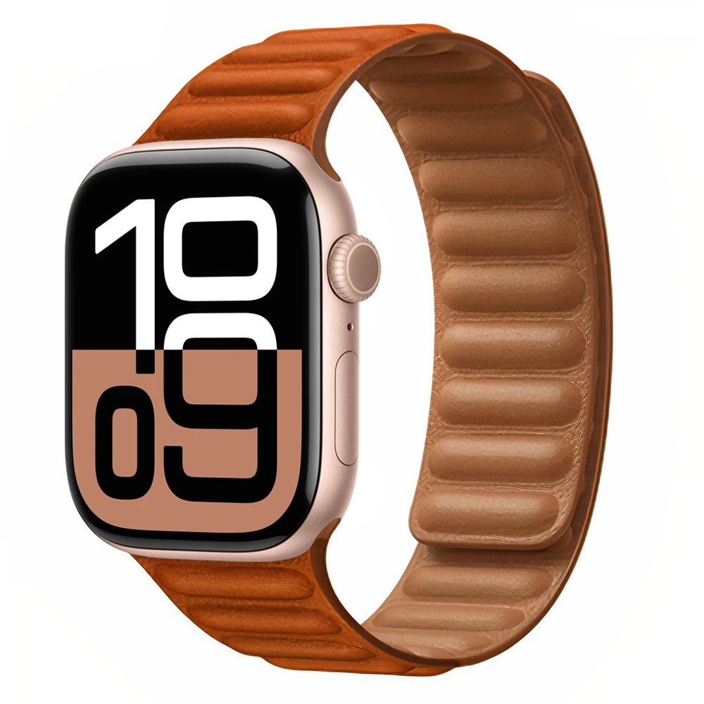 Premium Leather Magnetic Loop Watch Band Strap - Elegant Bracelet Design