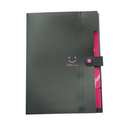 Pockets Plastic Expanding File Folders A4 Letter Size Snap Closure Accordion Folder Document Organizer(with Random Smile Face)
